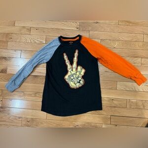 Kids Skeleton Hand Halloween Long Sleeve Shirt, Size Medium (8)